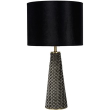 Lampa stołowa welurowa glamour Velvet czarna Lucide do salonu i sypialni