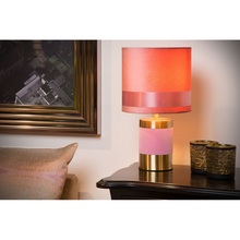 Lampa stołowa welurowa glamour Frizzle różowa Lucide do salonu i sypialni