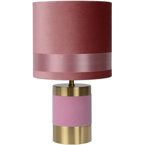 Lampa stołowa welurowa glamour Frizzle różowa Lucide do salonu i sypialni