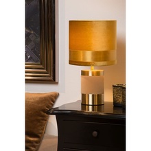 Lampa stołowa welurowa glamour Frizzle żółta Lucide do salonu i sypialni
