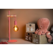 Lampa drewniana młodzieżowa Paulien różowa Lucide do pokoju dziecięcego