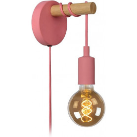 Wooden children's wall lamp Paulien pink Lucide