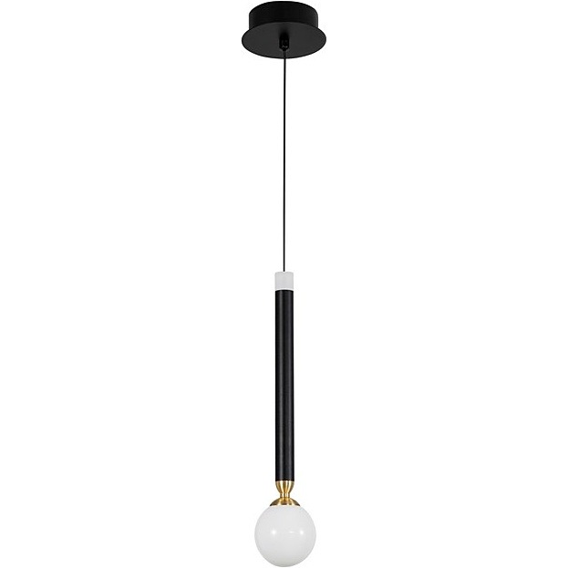 Elegancka Lampa wisząca szklana kula Reya 8 LED czarno-biała do salonu i nad stół