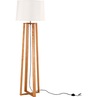 Lampa podłogowa skandynawska z abażurem Fenil 38 biało-drewniana do czytania i salonu