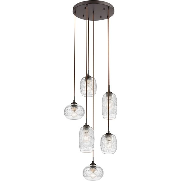 Dekoracyjna Lampa wisząca szklana 6 punktowa Envo 53 przezroczysta do kuchni i salonu
