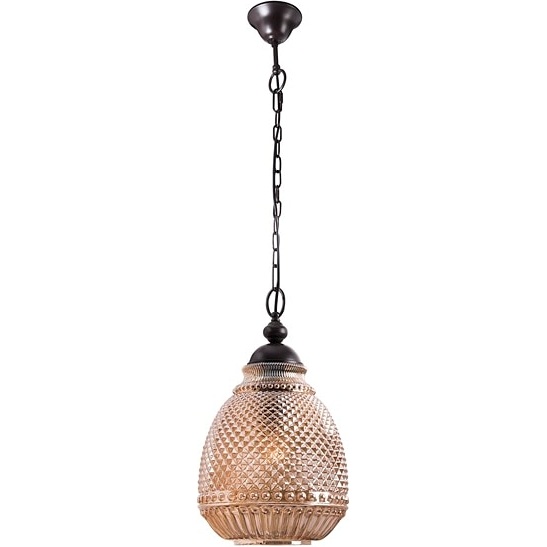 Dekoracyjna Lampa szklana wisząca retro Lonna 27 bursztynowa do kuchni i salonu