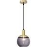 Elegancka Lampa wisząca szklana kula retro Odessa 20 szkło dymione/mosiądz do salonu i nad stół