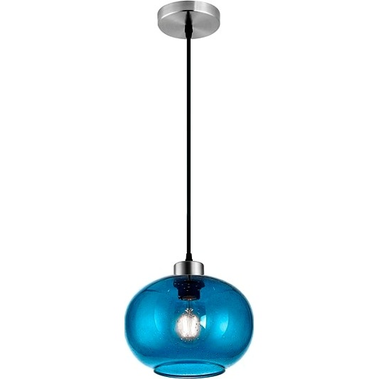 Lampa wisząca szklana kula dekoracyjna Santo 30 niebieska do kuchni i jadalni