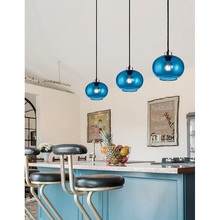 Lampa wisząca szklana kula dekoracyjna Santo 30 niebieska do kuchni i jadalni
