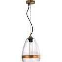 Lampa wisząca szklana retro Mio II przezroczysto-mosiężna do kuchni i jadalni