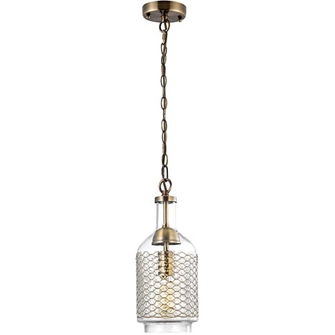 Dekoracyjna Lampa wisząca szklana retro Mio 12 przezroczysto-mosiężna do kuchni i salonu