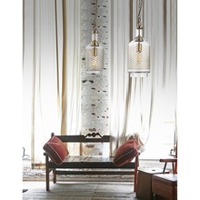 Dekoracyjna Lampa wisząca szklana retro Mio 12 przezroczysto-mosiężna do kuchni i salonu