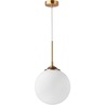 Elegancka Lampa wisząca szklana kula glamour Pelota 25 biało-mosiężna do salonu i nad stół