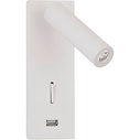 Space LED white minimalistic wall lamp with switch and usb