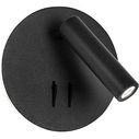 Runda LED black matt round wall lamp with switch