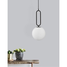 Elegancka Lampa wisząca szklana kula designerska Bullet 20 biało-czarna do salonu i nad stół