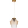 Dekoracyjna Lampa wisząca szklana retro Leo 19 bursztynowo-mosiężna do kuchni i salonu