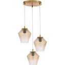 Leo 47 amber&brass glass triple pendant lamp