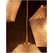 Dekoracyjna Lampa wisząca szklana potrójna Leo 47 bursztynowo-mosiężna do kuchni i salonu