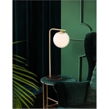 Lampa stołowa szklana kula designerska Arezzo biało-złota do salonu i sypialni