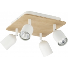 Regulowany Plafon kierunkowy skandynawski Top Wood IV biało-drewniany TK Lighting do kuchni, przedpokoju i salonu.