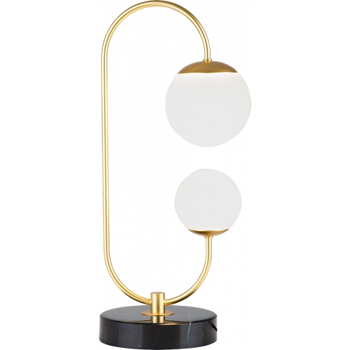 Lampa stołowa szklana glamour Toro LED biało-złota MaxLight do salonu i sypialni.