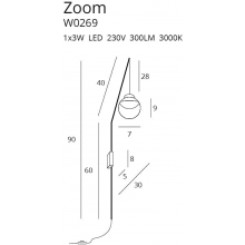 Stylowy Kinkiet wiszący designerski Zoom LED czarny MaxLight do salonu, sypialni i przedpokoju.