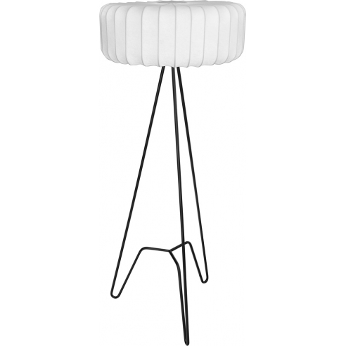 Ładna Lampa podłogowa trójnóg z abażurem Tripod II biało-czarna MaxLight do salonu i sypialni.