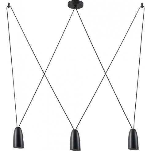Stylowa Lampa wisząca potrójna punktowa Sistema 80 czarna MaxLight do salonu i nad stół.