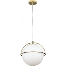 Stylowa Lampa szklana wisząca kula Saturn 34 biało-złota MaxLight do salonu i nad stół.