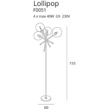 Ładna Lampa podłogowa szklane kule Lollipop przezroczysto-czarna MaxLight do salonu i sypialni.