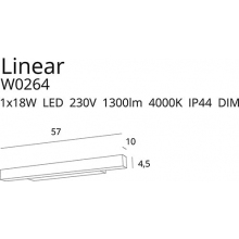 Kinkiet łazienkowy podłużny ściemnialny Linear 57 LED czarny MaxLight nad lustro w łazience.