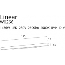 Kinkiet łazienkowy podłużny ściemnialny Linear 113 LED czarny MaxLight nad lustro w łazience.