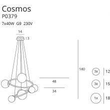 Stylowy Lampa wisząca nowoczesna Cosmos 48 multikolor/złoty MaxLight do salonu, jadalni i holu