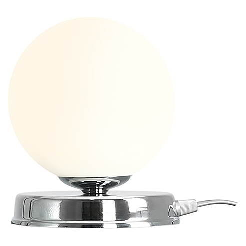 Dekoracyjna Lampa stołowa szklana kula Ball Chrome 14 biało-chromowana Aldex do sypialni i salonu