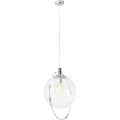 Designerska Lampa wisząca szklana kula Auroa Chrome Transparent 30 Aldex do jadalni i salonu