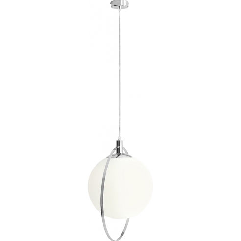 Designerska Lampa wisząca szklana kula glamour Auroa Chrome 30 biało-chromowana Aldex do jadalni i salonu