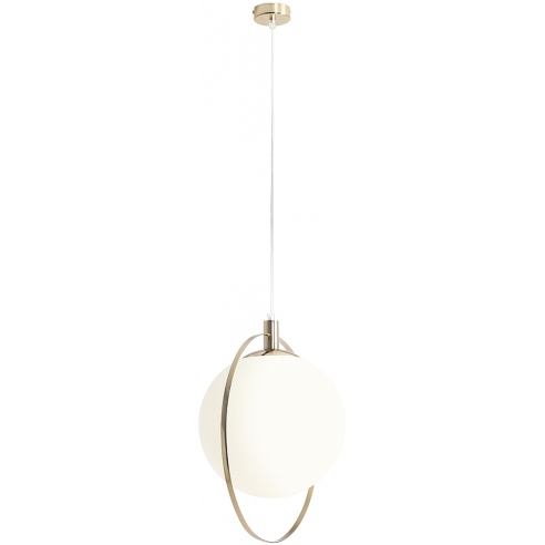 Designerska Lampa wisząca szklana kula glamour Auroa Gold 30 biało-złota Aldex do jadalni i salonu