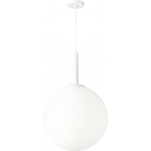 Designerska Lampa wisząca szklana kula Bosso White 50 biała Aldex do jadalni i salonu