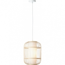 Lampy orientalne | Lampa wisząca bambusowa Bones 30 naturalny/biały Brilliant do salonu