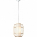 Lampy orientalne | Lampa wisząca bambusowa Bones 30 naturalny/biały Brilliant do salonu