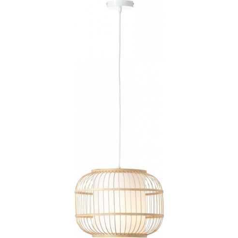Lampy orientalne | Lampa wisząca bambusowa Bones 40 naturalny/biały Brilliant do salonu