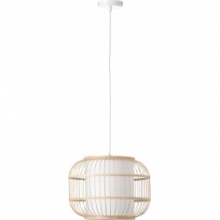 Lampy orientalne | Lampa wisząca bambusowa Bones 40 naturalny/biały Brilliant do salonu