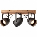 Crowton III black&wood industrial ceiling spotlight Brilliant