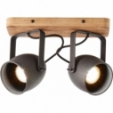 Crowton II black&wood industrial ceiling spotlight Brilliant