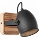 Crowton III black&wood industrial wall lamp Brilliant