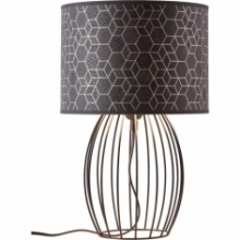 Dekoracyjna Lampa stołowa z abażurem i drucianą podstawą Galance czarna Brilliant do sypialni i salonu