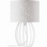 Dekoracyjna Lampa stołowa z abażurem i drucianą podstawą Galance biała Brilliant do sypialni i salonu