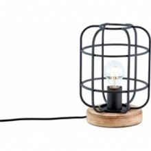 Dekoracyjna Lampa stołowa druciana loft Gwen antyczne drewno/czarny korund Brilliant do sypialni i salonu
