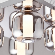 Stylowy Plafon szklany nowoczesny Rafa LED 35 chrom/dymiony Brilliant do sypialni i przedpokoju